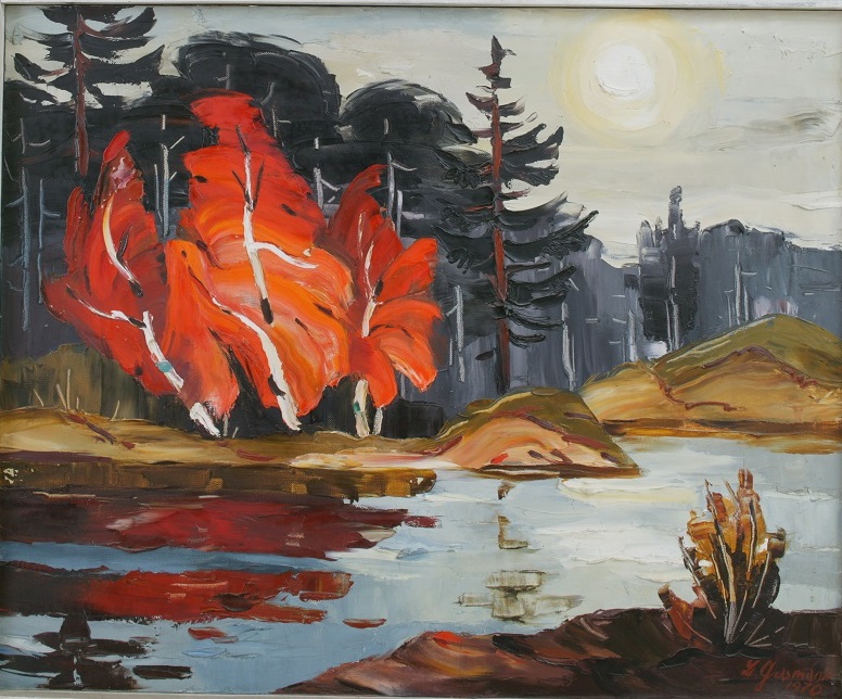 Laimdoņa Grasmaņa glezna "Sarkanie bērzi", 1970