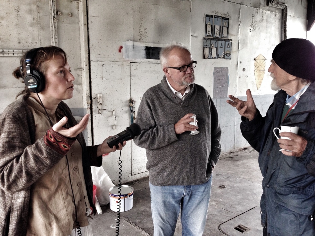 Kristīne Briede, Tue and Ivars Seleckis filming "Bridges of Time" (Photo - Uldis Cekulis)