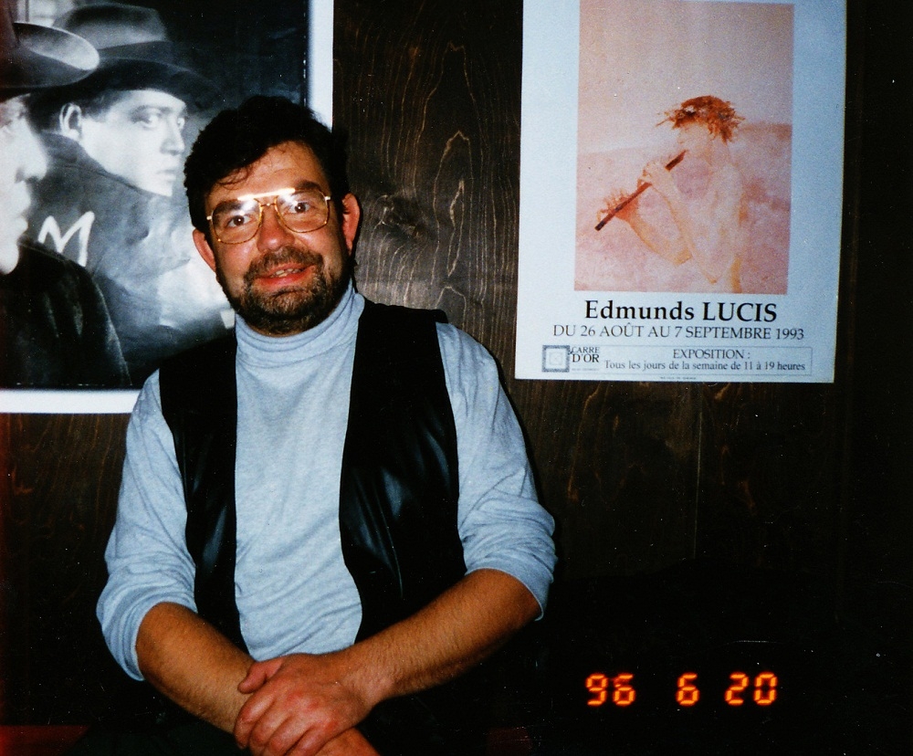 Juris Zviedris pie Frica Langa fimas plakāta 1996. gadā